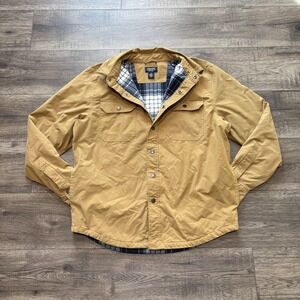 Chaps Jacket Mens Large Beige Fleece Lined Canvas‎ Snap Front Workwear CM33JW290